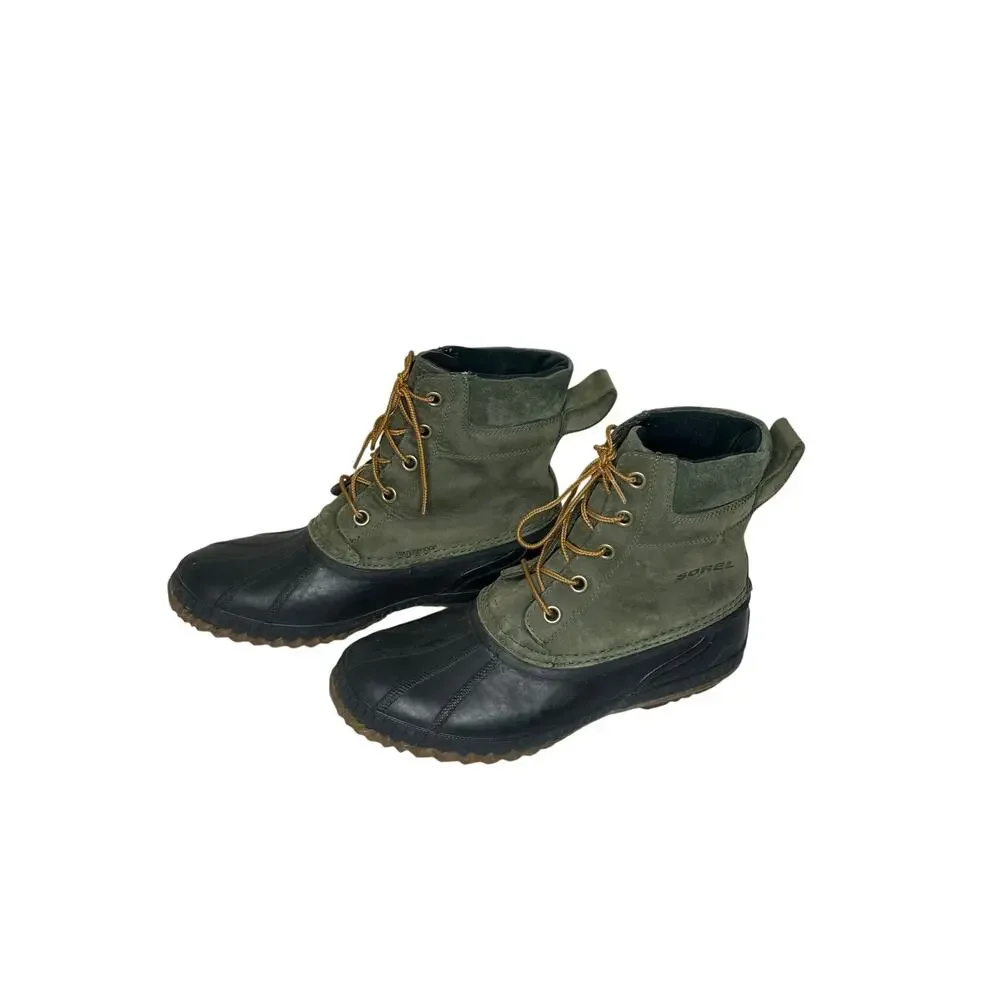Sorel Cheyanne II Boots Mens 10.5 Surplus Green Waterproof Leather Rubber Shell